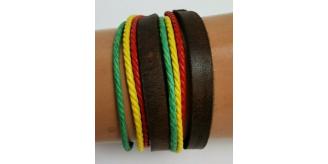 Wholesale Joblot Of 30 Double Wrap Rasta Leather Cuff & Cord Bracelets