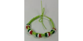 Wholesale Joblot Of 50 Green Italy Flag Striped Bead Cord Bracelets