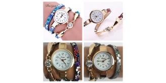 Wholesale Joblot of 10 Womens Triple Wrap Floral Strap Watches In 3 Colours