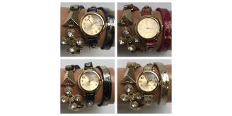 Wholesale Joblot of 10 Womens Distressed Foil Cross Triple Wrap Watches