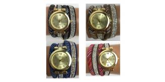 Wholesale Joblot Of 10 Womens Double Strand Double Wrap Watches Four Colours