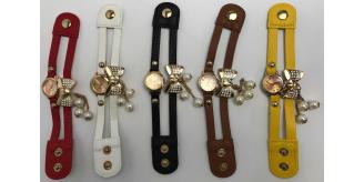 Wholesale Joblot of 10 Double Strap Bow And Pearl Watches Mixed Colours