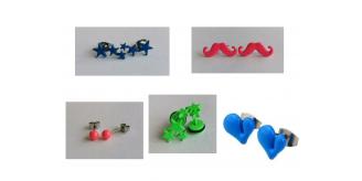 Wholesale Joblot Of 50 Pairs Of Earrings  Mixed Colours Stars, Balls, Hearts & Moustaches