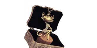 Cat Pendant/Necklace on Chain with Mosaic pattern