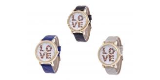 Wholesale Joblot Of 9 Ladies Flower Love Watches In Black, White, Red And Blue