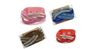 Wholesale Joblot Of 10 Womens Snake Wrap Diamante Cuff Bracelets In 4 Colours