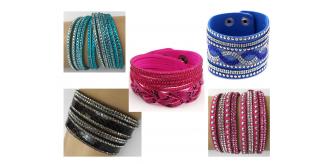 Wholesale Joblot Of 20 Womens Diamante Wrap Cuff Bracelets In Mixed Designs
