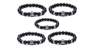 One Off Joblot Of 25 Zodiac Black Beaded Bracelets 5 Star Signs Included