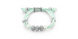 Wholesale Joblot Of 10 Ladies Cyan Blue Faux Suede Bracelets With Crystal Beads