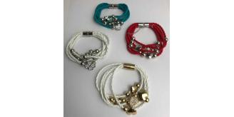 Wholesale Joblot Of 10 Ladies Faux Leather Heart And Four Leaf Clover Bracelets