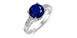 20pcs Joblot |925 Sterling Silver Plated Blue Cubic Zirconia Ring  4 Sizes (K,M,P,R) | GCJ012