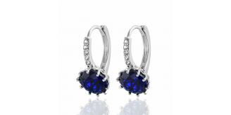 20pairs Joblot | Huggies Earrings with Royal Blue Cubic Zirconia | GCJ005-Blue