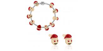 40pc Joblots Santa Emoji Charm Bracelet & Earrings 18K Gold Plating l UK SELLER l GCJ062