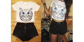 Wholesale Job lot of 100 Ladies Animal Crop Tops Womens Tiger Pug Owl Print
