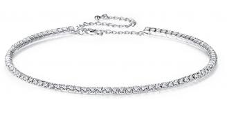 10 x Silver Choker with Square Crystals l UK SELLER l GCJ082