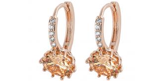 20 x Rose Gold Tone Huggies Earrings with Amber Cubic Zirconia |UK SELLER | GCJ005-Amber