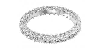 12 x Silver Tone Eternity Band Ring with Cubic Zirconia Crystals, 4 Sizes, 3Pcs Per Size | UK SELLER | GCJ025