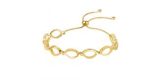 10 x Adjustable Multi Linked Gold Tone Bracelet Made with Swarovski Crystal Elements, 2 Styles, 5Pcs Per Style | UK SELLER | GSVB061-Gold