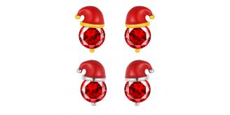 20 x Seasonal Jewellery Santa Hat Red Crystal Colour Christmas Earrings, 2 Styles, 10 Pairs per Style | UK SELLER | GCJ101-Red