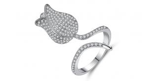 10pc Adjustable Sparkling Silver Tulip Open Ring |UK SELLER|GCJ124