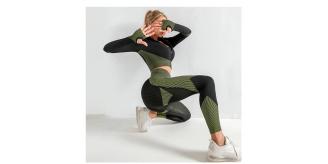 6 Sets -Tri-set Women High Waist Seamless Long Sleeve Yoga Jacket Activewear 3 Sizes |UK SELLER|GCL089-Army Green