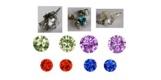 Wholesale Joblot Of 100 Solitaire Crystal Stud Stainless Steel Earrings Mixed Colours & Sizes