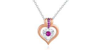 Joblot of 4 MBLife Sterling Silver Plated Necklace Rose Gold with Magenta CZ