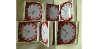 5 x Round Red Clocks Wholesale job Lot New