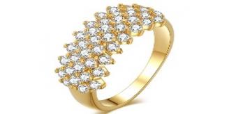 10 x Gold Tone Clear Crystal Ring, 2 Sizes, 5 Per Size | UK SELLER | GCJ159