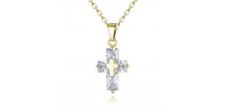 10pc GOLD TONE CROSS NECKLACE CLEAR CRYSTALS | GCC061 UK SELLER 