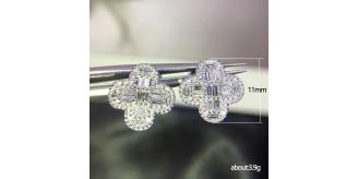 10pc T-SQUARE FOUR LEAF CLOVER CLEAR CRYSTAL EARRINGS | GCC033 UK SELLER
