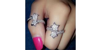 10pc ELEGANT OPEN RING STAR DESIGN CLEAR CRYSTALS | GCC142 UK SELLER