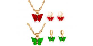 40pc LUXURY Butterfly Necklace & Earrings Set, 2 Colours 10sets each | GCJ171 UK SELLER