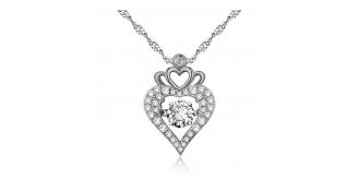 10pc LUXURY CLEAR CRYSTAL PENDANT WOMENS NECKLACE HEART | GCC070 UK SELLER