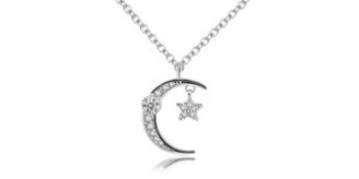 10pc WOMENS MOON AND STAR PENDANT NECKLACE | GCJ152 UK SELLER