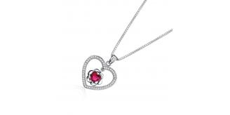 10pc RED CRYSTAL HEART SHAPED PENDANT WOMENS NECKLACE | GCC164 UK SELLER