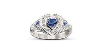 15pc BLUE CRYSTAL HEART SHAPED WOMENS RING 5 SIZES 3 EACH | GCC168 UK SELLER
