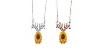 10pc WOMENS SUNFLOWER PENDANT NECKLACE 2 STYLES 5 EACH | GCJ168 UK SELLER