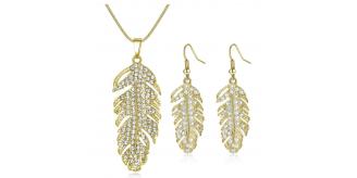 20pc FEATHER NECKLACE AND EARRINGS SET LUXURY  10Necklace 10Earrings| GCJ182-GOLD UK SELLER