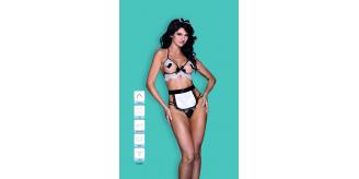 5pc_Female Sexy Chiffon Maid Lingerie 5 Pcs Set_UK Seller_GCL138