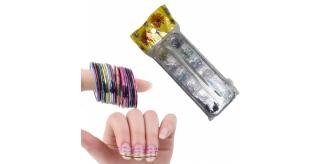 One Off Joblot of Appox. 209 Mixed Nail Art Striping Tape & Sequins Packs