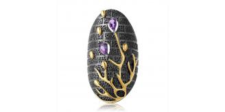 12pcs Tungsten Tree Purple Gemstone Gold Ring 3 Sizes 4 Each (Size: 6,8,10)|GCJ329|UK SELLER