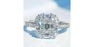 10pcs Princess Square Silver Simulated Diamond Cluster Ring 5 Sizes 2 Each (Size: 6,7,8,9,10)|GCJ332|UK SELLER