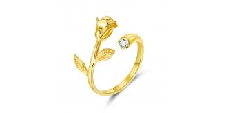 10pcs Golden Rose Flower with Zirconia Crystal Open Ring Adjustable|GCJ333|UK SELLER