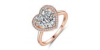 12pcs Halo Heart-Shaped Love Crystal Ring Rose Gold 4 Sizes 3 Each (Size: 6,7,8,9)|GCJ334|UK SELLER