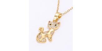 10pcs Cat Pet Crystal Filled Gold Tone Pendant Necklace|GCJ348|UK SELLER