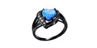 12pcs Heart-Shaped Black Gold Plated Blue Zircon Crystal Ring – 4 Sizes 3 Each (Size 6,7,8,9)|GCJ354|UK SELLER