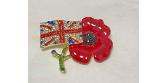 10pcs Luxury Women Poppy Brooch with Red flower Diamantes UK Flag Pins Remembrance|GCJ362|UK SELLER