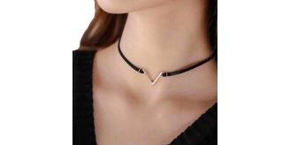 One Off Joblot of 25 Mixed Silver & Gold V Pendant Fashion Choker Necklaces