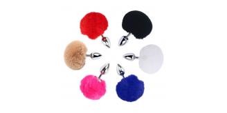 12pcs Fluffy Bunny Tail Metal Butt Plug - 6 Colours 2 Each|GCAP087|UK SELLER